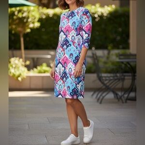 J McLaughlin Catalyst Sheath Dress Colorful Stretch Medium